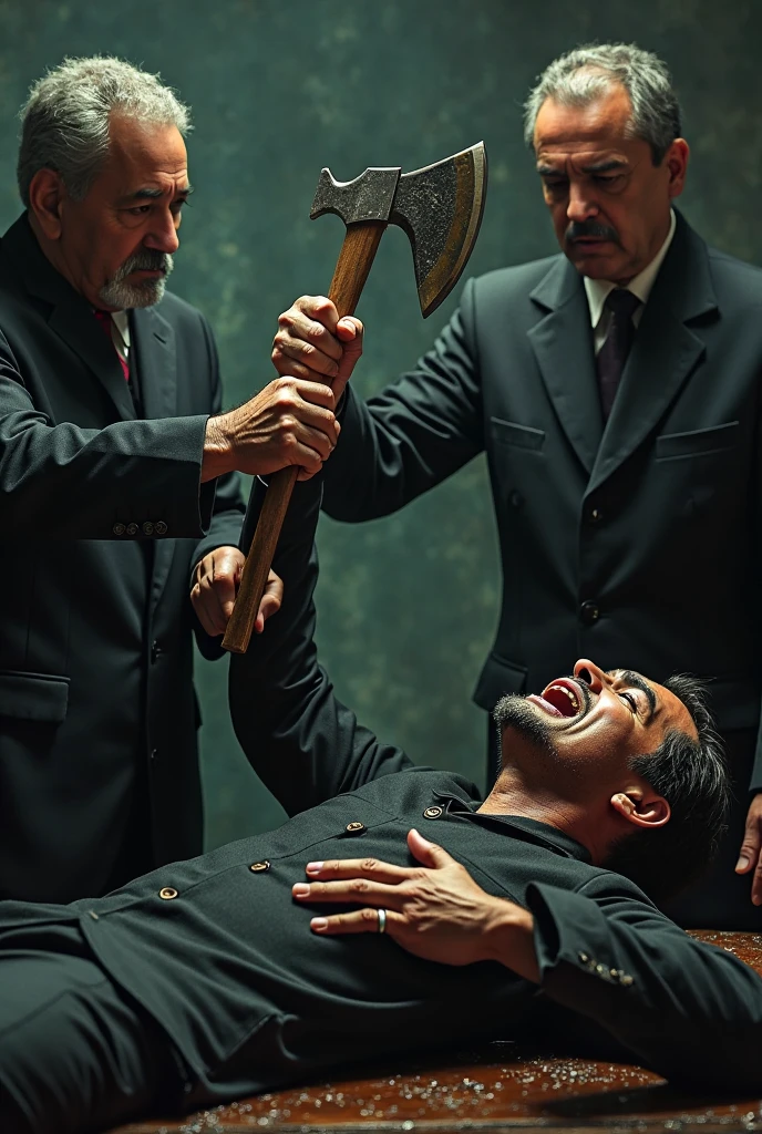 Christian pastor tied to chair with bleeding hand