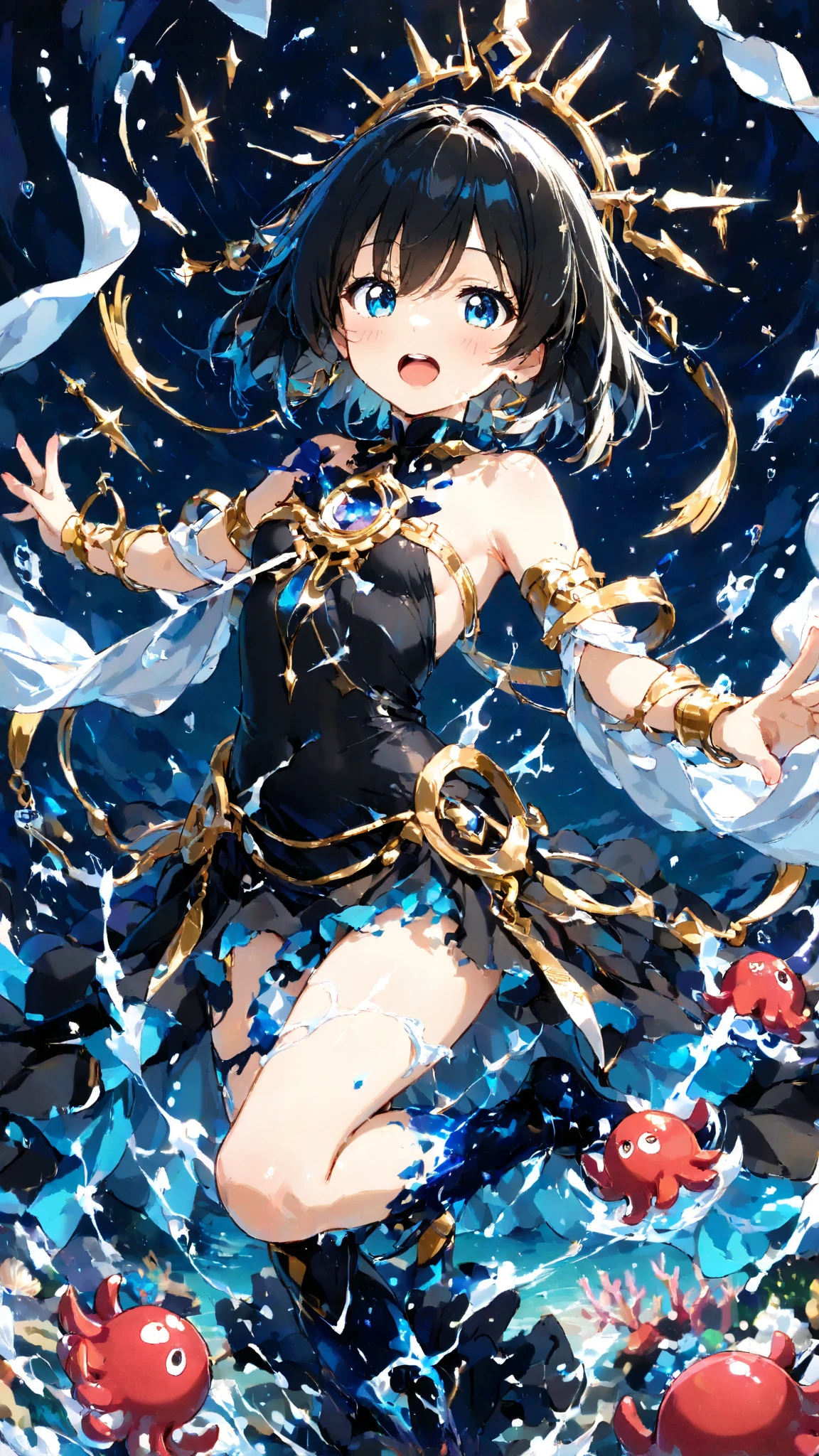 One girl, alone, smile, streamer, masterpiece, highest quality, VTuber - whole body, Adult, short hair、bikini、Simple Background、
