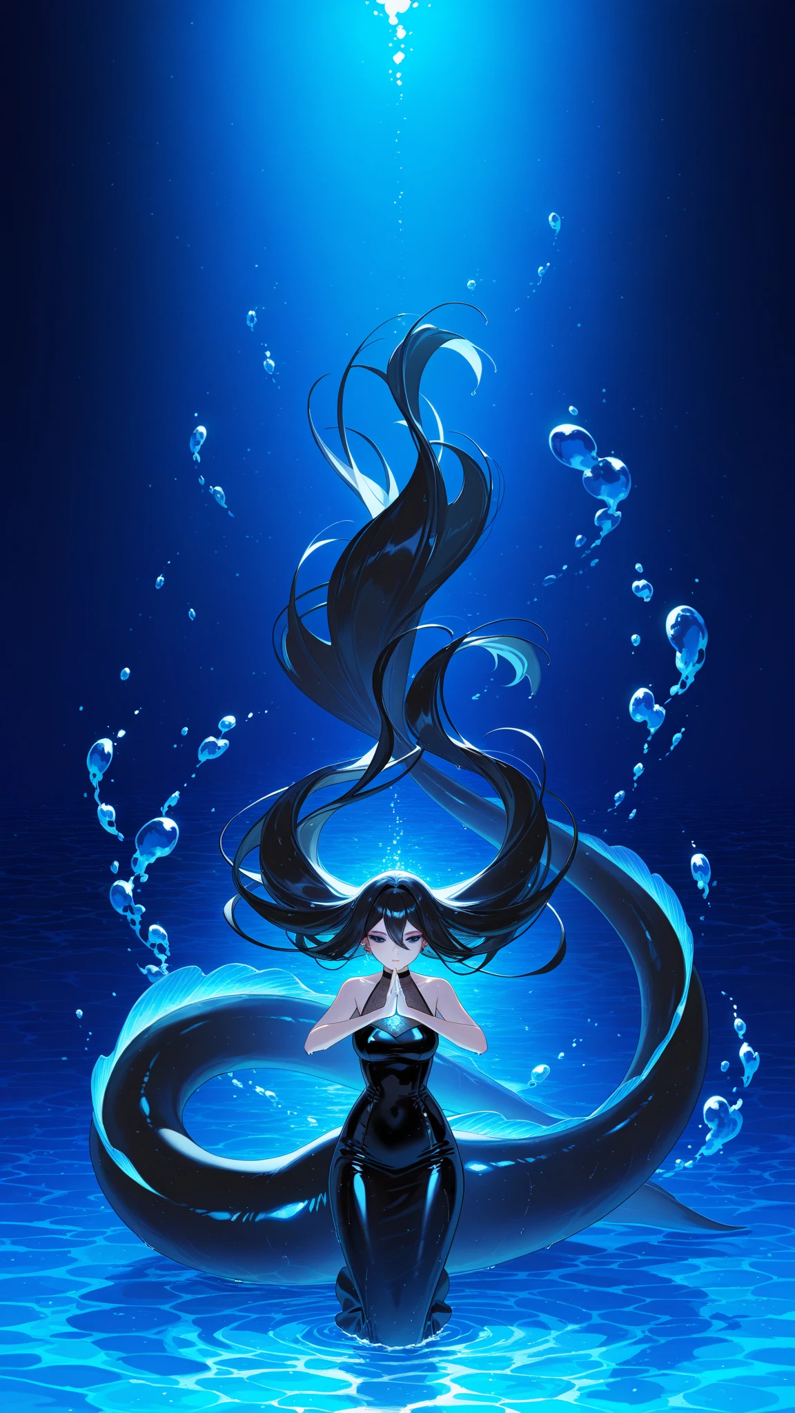 dark sea with tentacles coming out of the sea