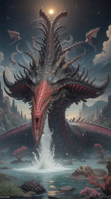 Dragon and octopus realistic epic fusion