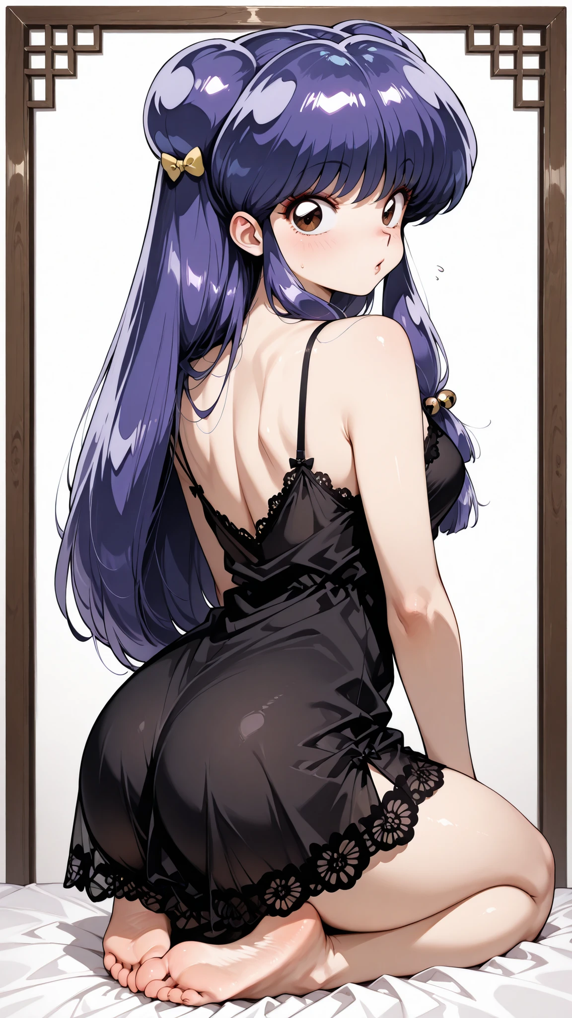 ass pov,Black Skirt、Light purple hair、Semi-long hair、