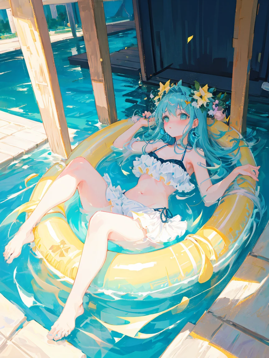 (​masterpiece、top-quality、Detailed shiny skin:1.2)、flawless、in 8K、Unripe、 hight resolution,ultra-detailliert,Official art,Beauty and aesthetics,​masterpiece,best qualtiy,ighly detailed,Variegated,Most details、Shining eyes、Detailed eyes、face perfect、top-quality、in container、1girl in、独奏、short-hair、Light blue juice、Fresh fruit、a blue skirt、full body Esbian、sitting on、(Drink a glass:1.2)、in drinking glass、Look at viewers、icy、Cool、neon color、Light blue and pink hair、wetted skin、full of sweat、red blush、Twin-tailed、Tropical、lemons、an orange