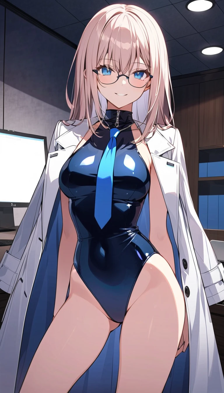 (A high resolution), (Ridiculous resources), (Best quality), (high high quality), (tmasterpiece), 1 plump girl, Asuna, eBlue eyes, Long gray hair, The halo, hair covering one eye, Very long hair, Light brown hair, (Large breasts, The cracks are relatively large), Latex high socks, Red latex stockings, praying hands logo, looking at viewert, 8K HD RTX, Delicate finger detailing,obscene exposure，Slim figure，