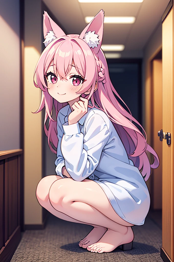 fenlier2,<lora:fenlier2_5:0.8>,1girl,solo,indoor,hair ornament,naughty_face,(multicolored hair:1.1),(gradient hair:1.1),squatting,from_below,thick eyebrows,winter_clothes,white pantyhose,heart_cutout,cardigan,skindentation,upper teeth,smirk,half-closed eyes,:D,long hair,, masterpiece, best quality,