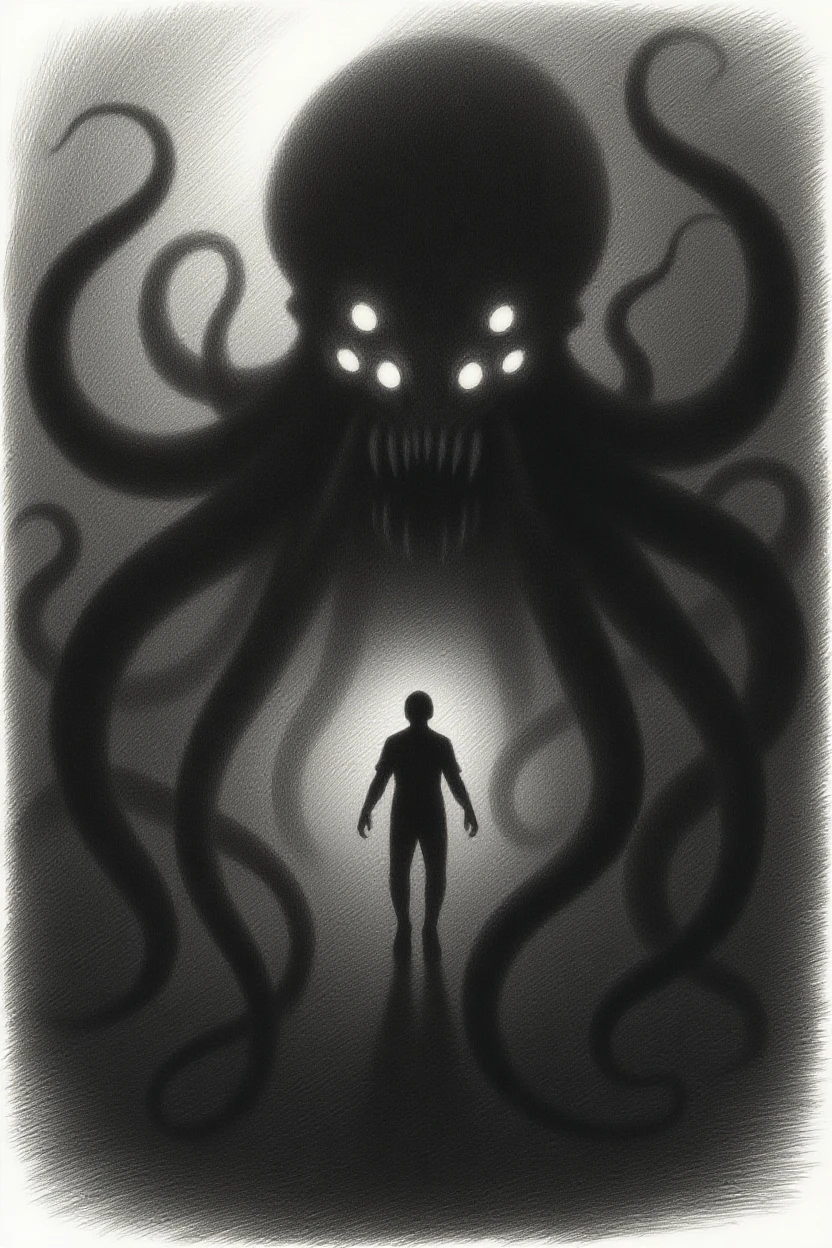A colossal, tentacled entity shrouded in shadows, representing the outer gods.