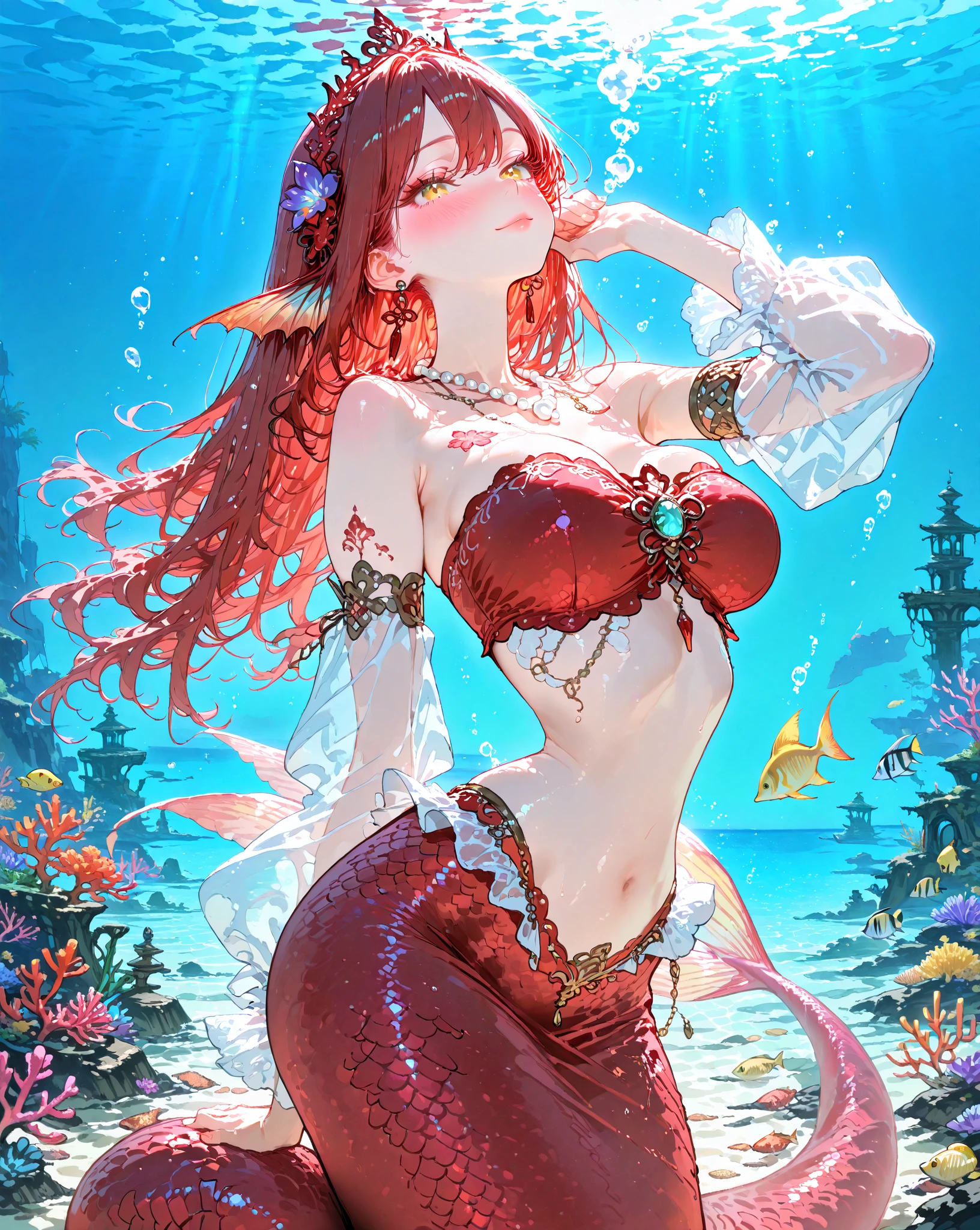 (Desert Abyss)
1girl bangs White Lace shoulders flax，Heavy cotton，刺绣丝绸
cleavage cutout
closed eyes
crescent
crescent facial mark
double bun
浅粉  Lace dress
facial mark
facing viewer
forehead mark
White Lace
﻿
飘逸 long hair
mini breasts
parted bangs
partially submerged
pink hair
red hair
solo
very long hair
wading
water，，Degenerator 