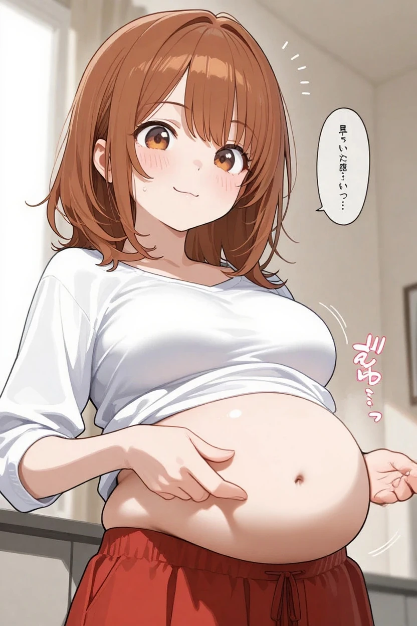 1girl in, Have cat ears,Pregnant, giving birth, travail, Hugging her pregnant stomach, Wear a maternity suit