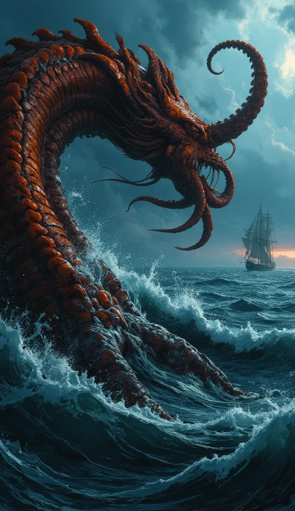 Kraken geography data in detailed hyper-realistic photography.