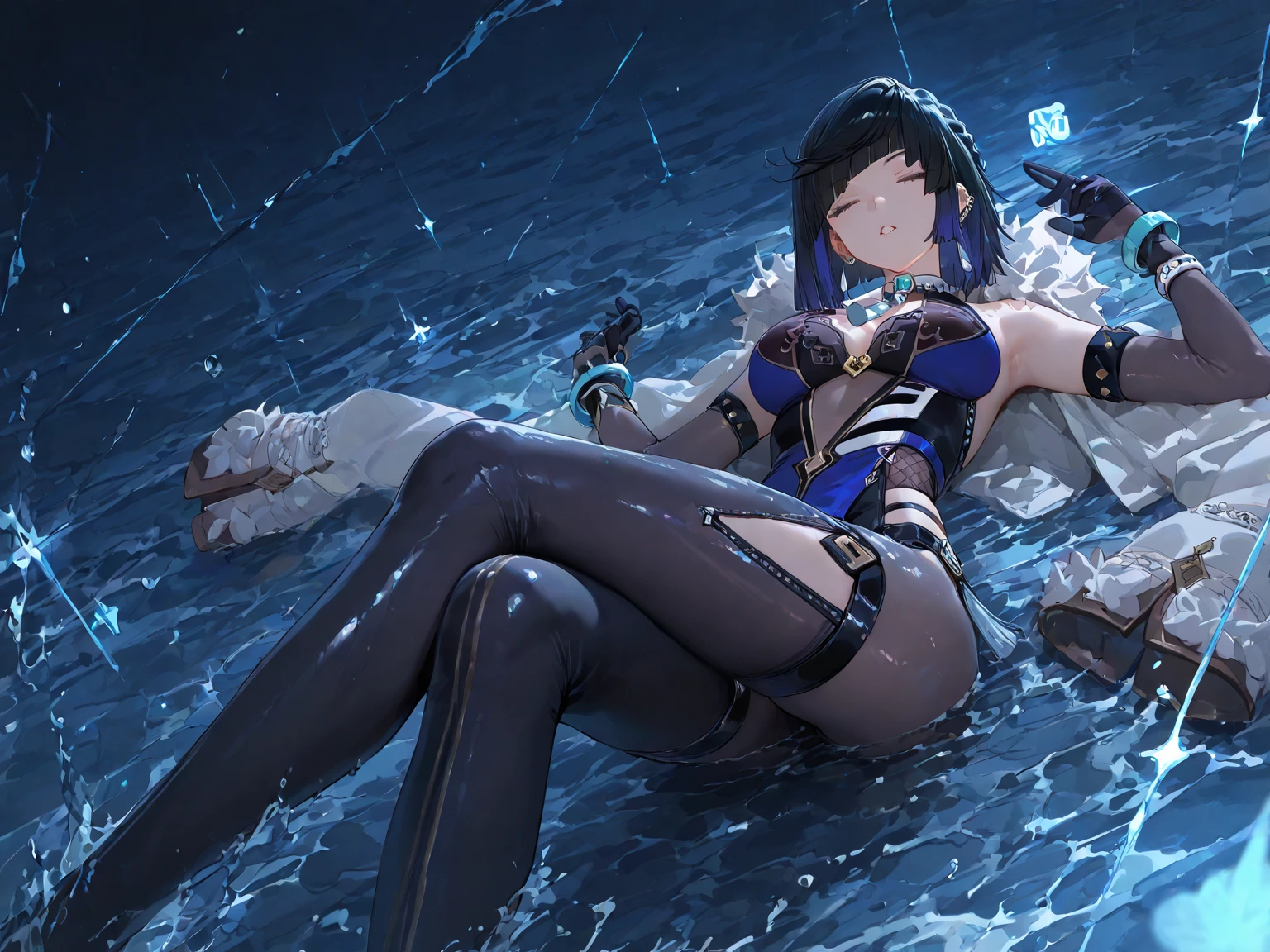 1womanl,33yo,熟妇,mature,extremely large bosom,Big breasts Thin waist,long leges,Raised sexy,Pornographic exposure, 独奏,Beauty contests,standing on your feet(Background with:,Under water,At the bottom of the sea,Fish swim around,seaweed,The corals),Walk underwater, She has short black hair,bobo head,Redlip,dynamicposes,Sweat profusely,drenched all over the body,seen from the front, hair straight, mostly cloudy sky,(((tmasterpiece),(Very detailed CG unity 8K wallpaper),best qualtiy,cinmatic lighting,detailed back ground,beatiful detailed eyes,Bright pupils,(Very fine and beautiful),(Beautiful and detailed eye description),Blue eyes,Redlip,ultra - detailed,tmasterpiece,)),facing at camera,(The upper part of the body),A high resolution,ultra - detailed),revealing breasts,Bare genitalia, Bulge,legs are open,sexyposture,Camel toes,Flushed complexion,Open-mouthed,frontage,(Wearing:,Bare breasts,Bare genitalia,)