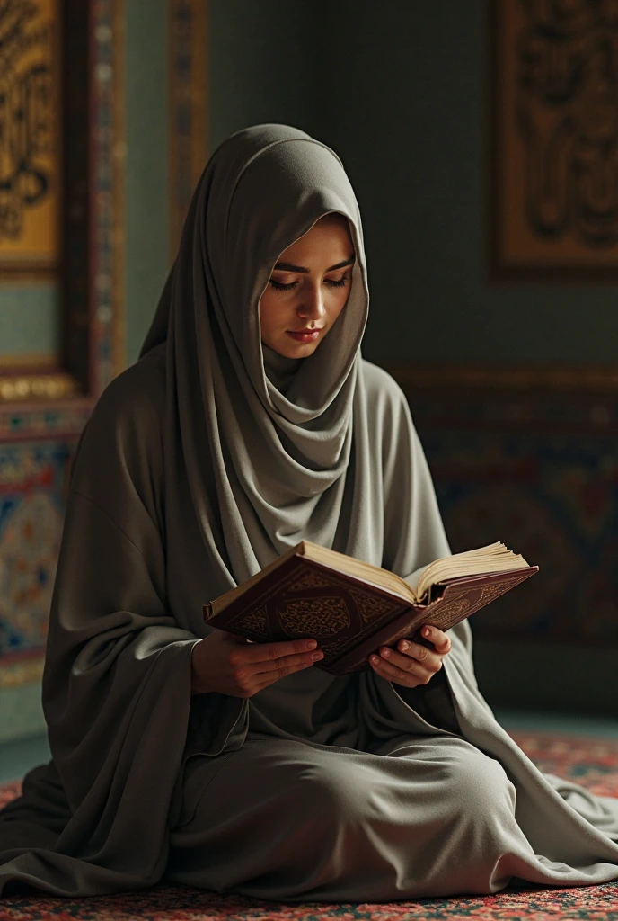 Muslimah woman read a book
