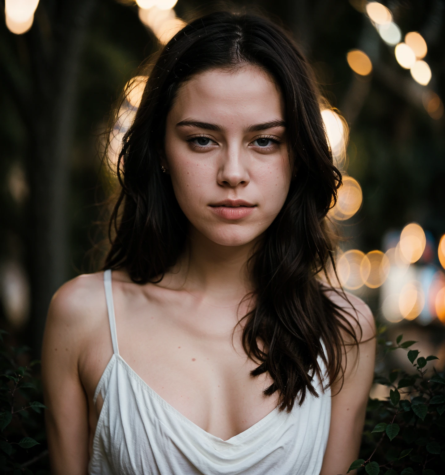 polaroid photo, night photo, 14 year old photo.oh beautiful woman, pale skin, bokeh, 