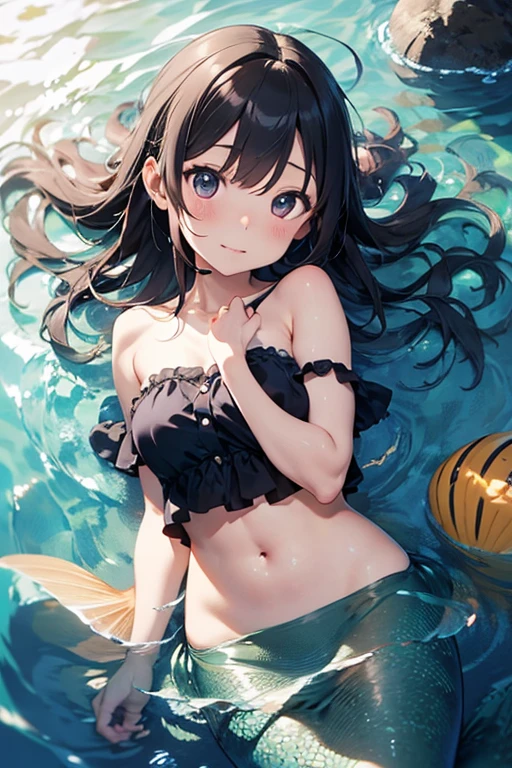 {{{Masterpiece, highest quality, high resolution background}}}, bright and beautiful atmosphere, 1 girl (7 years old, round face, baby face), small breasts, underwater, a girl in cute clothes feeds fish Do it, lots of tropical fish swimming in the water, fantastic scenery, "deltamon_sdXL :0.73)>Deltamon"
