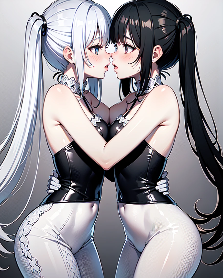 Eir a gray-haired woman with blue eyes smiling in a bikini sending a kiss at night