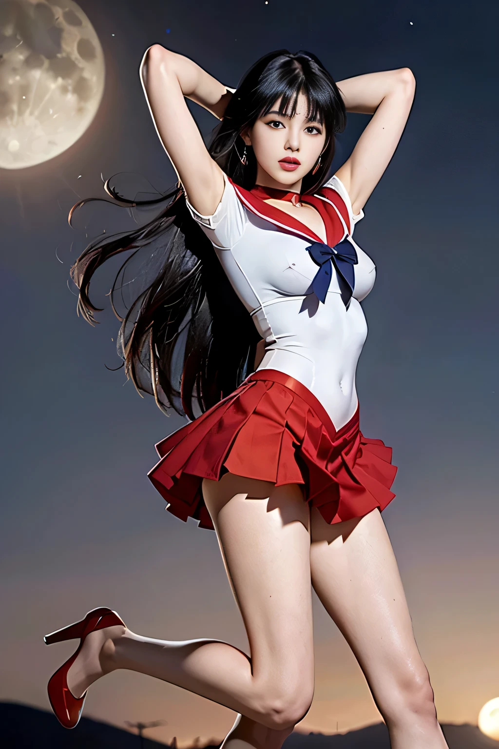 (((nsfw)))、1 Girl,Long Hair, (high quality,8K,Black Hair, Realistic, 最high quality, Purple dyed hair, Purple Hair, lumasterpiece,Very detailed, Confused)1.5,((Summer 1, tiara, Sailor Warrior Uniforms, White gloves, Red Sailor Collar, 赤いスカーto)),City of night,White gloves,Purple ribbon,Purple eyes,masterpiece,最high quality,High resolution,Same 1,tiara,Sailor Warrior Uniforms,White gloves,Red Sailor Collar,赤いスカーto,Star Choker,Elbow hand pockets,プリーツスカーto,barefoot,Purple ribbon,space,moon,to,smile,Flame Bow,Small breasts Showing genitals