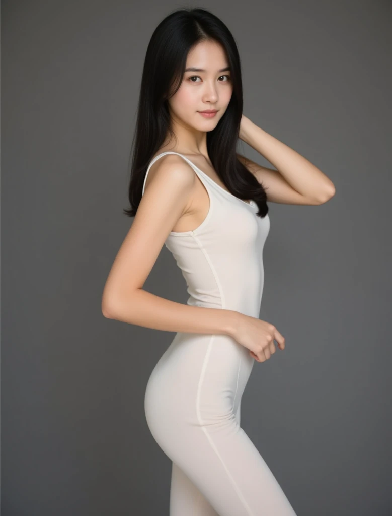 21-year-old, Height 160cm, Russian race, European race, slim, huge breasts, black hair, hair bun, short hair, hot model, erotic, sexual gaze, hot sexy model sexy hot face, A close-up shot, sharp focus, beautiful introverted European woman wearing an oversized nightshirt, no pants, legs, high detail face, high detail skin, 8k, HDR, high resolution, photo-realistic, cinematic lighting, depth of field, bokeh, rim lighting, backlit, cool colors, night, bedroom background, ((vivid light, dynamic lighting, realistic, super realistic, realism)), random pose, showing ass, back pose