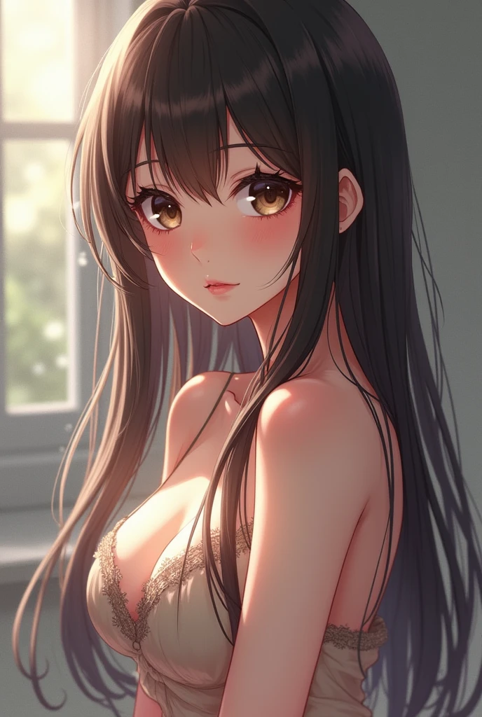 Solo, Long Hair, Large breasts, Blush, Anime Style, 