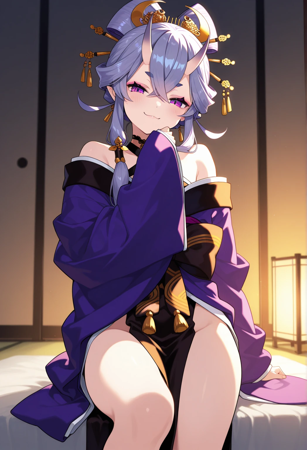 Yellow and light blue two-tone hair, purple eyes, Oriental-style clothes, Breasted women, E Cup, Yeouibong Peak, Balaur