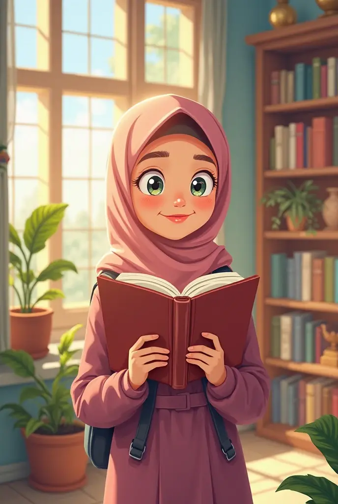 Muslimah girl read a book