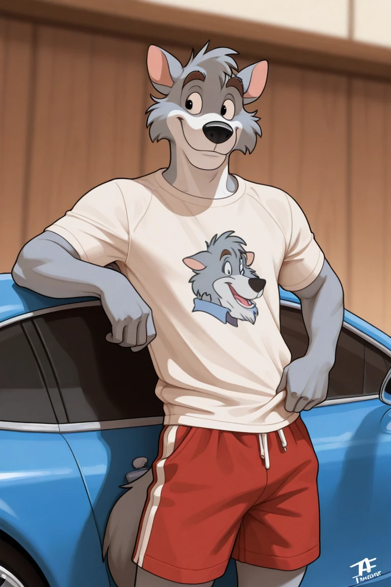 Masterpiece, Solo, Furry Light Blue Wolf, Light Blue Fur,Dark Blue Eyes, Dragon Wings, Bulking Body, Dad bod body, Cool Pose, Charming, Handsome, Life Guard outfit, wearing cap