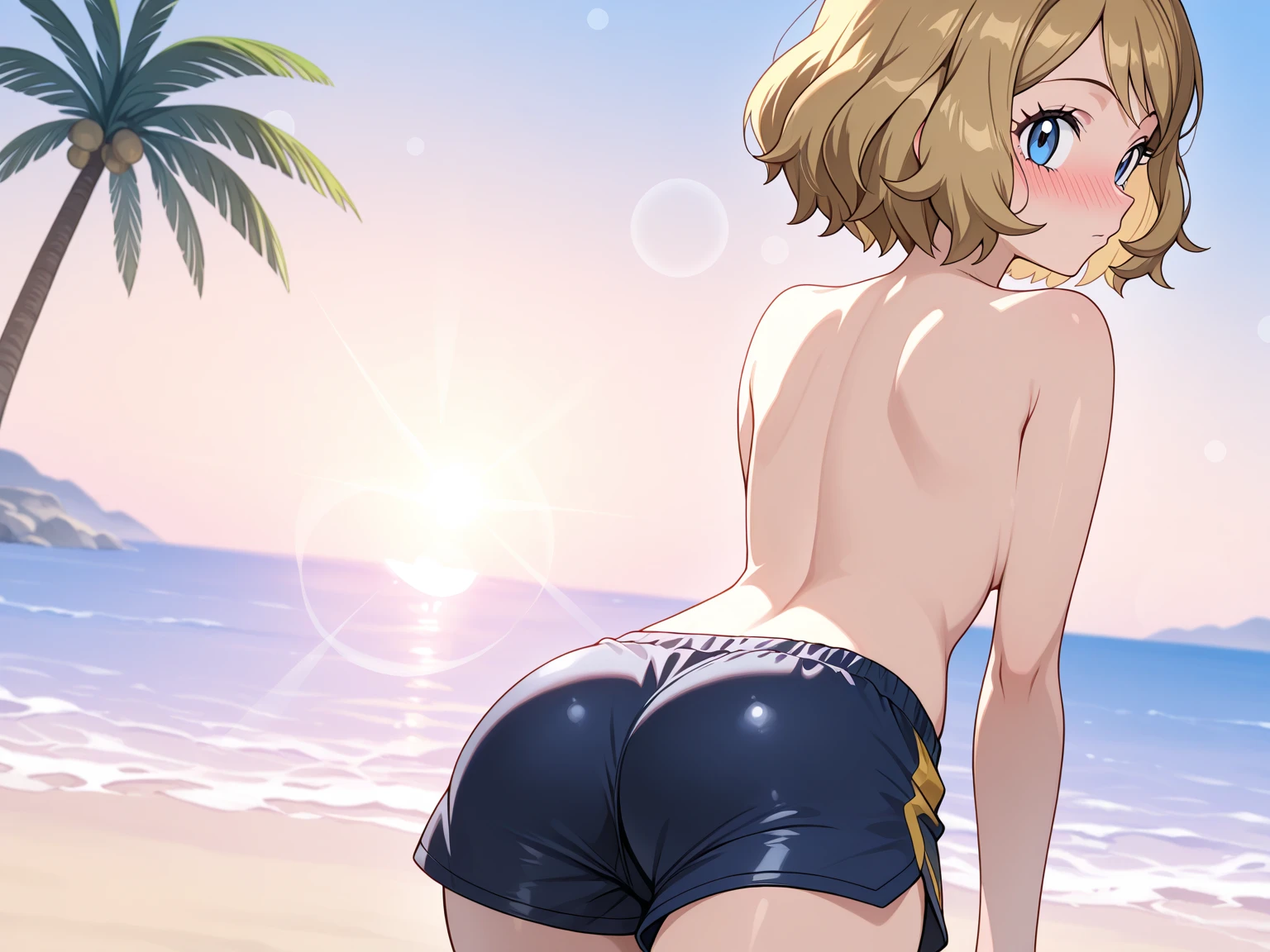 anime girl, with big ass, wearing yellow thong bikini
, Coast