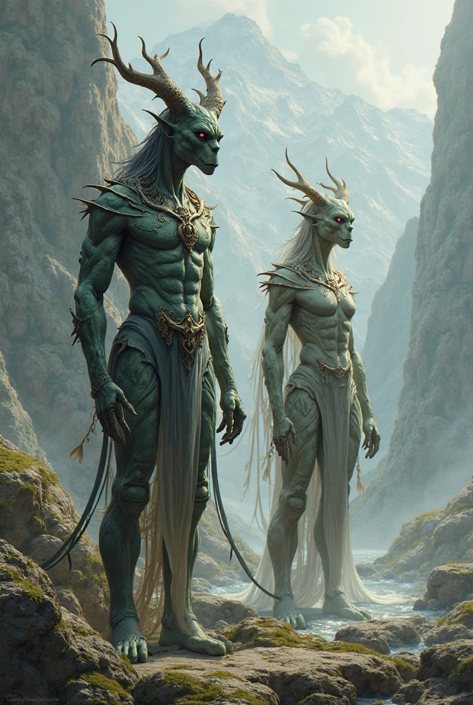 ( High quality , ultra detailed, careful with hand )a alienish alien like races species near humans humanoid hominid epic ancient female male race, on attractive couples on a alien epic civilization worlds as part of a alien multiworlds empire more anime semi realism look feel exotic