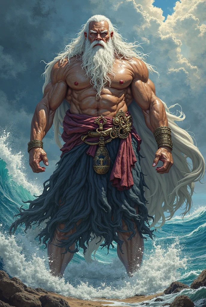 Neptune、Poseidon、solo, High resolution, Close your mouth, masterpiece, accurate, Anatomically correct, Highest quality, whole body、