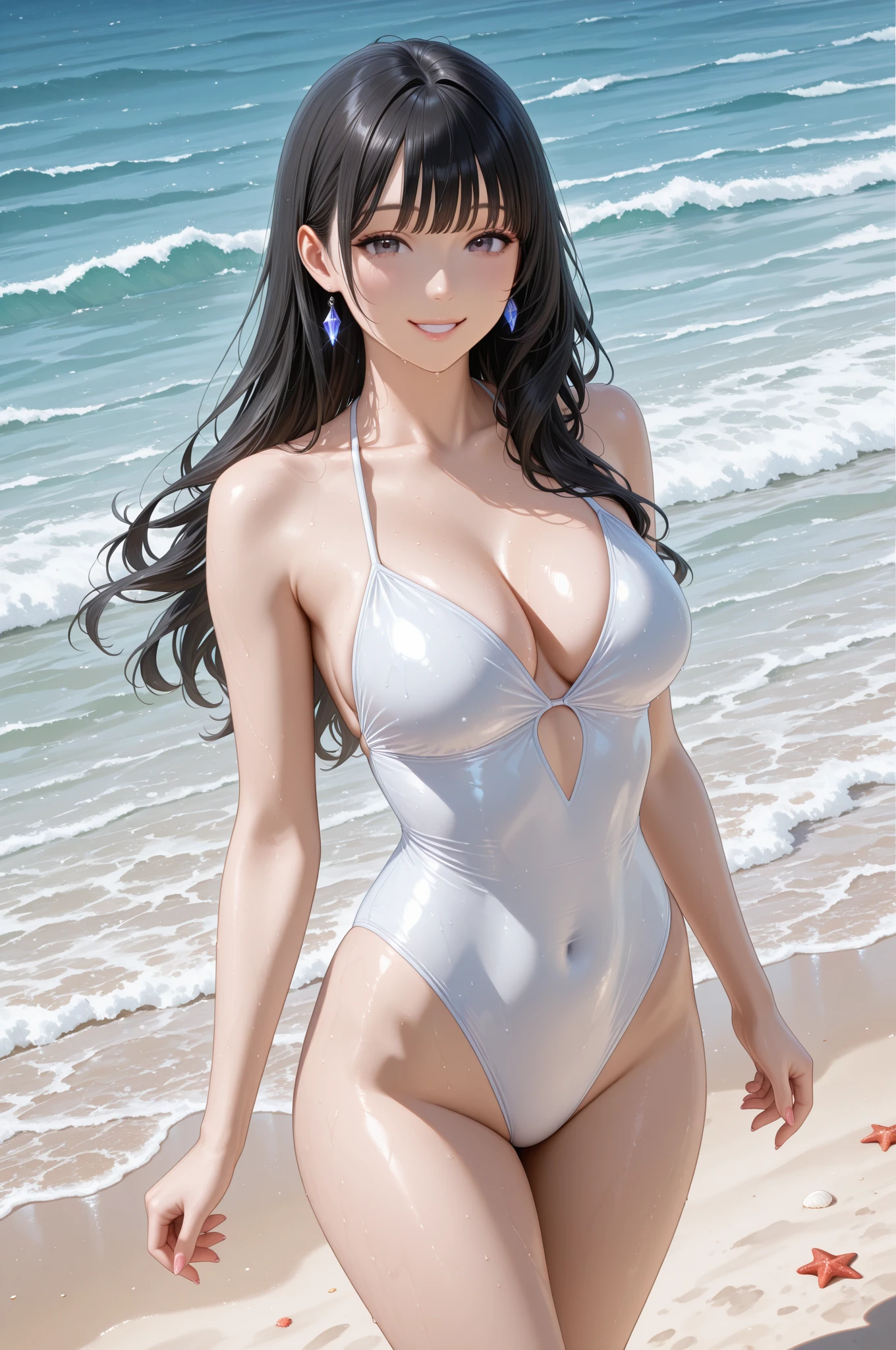 score_9, score_8_superior, score_7_superior, Masterpieces with up to 16K resolution,Highest quality,it is really amazing,Very detailed,Ultra-high resolution,Real,Realistic,Increased depth of field,Cinematic lighting,
(sexy japanese milf:1.5),
Long black hair,Ultra-detailed and beautiful faces,Translucent white skin,Very detailedな肌の質感,Slender body,Anatomically correct body,
(Coastal scenery at night:1.5),
Dark Clouds,Dark Sky,delay々Continuing sandy beach, Deserted Beach,Dark sea surface,
Elegant high leg swimsuit,Artistic design,Beautiful and detailed pattern,Detailed fabric texture,Luxury accessories,
((Dramatic Angle:1.5)),
