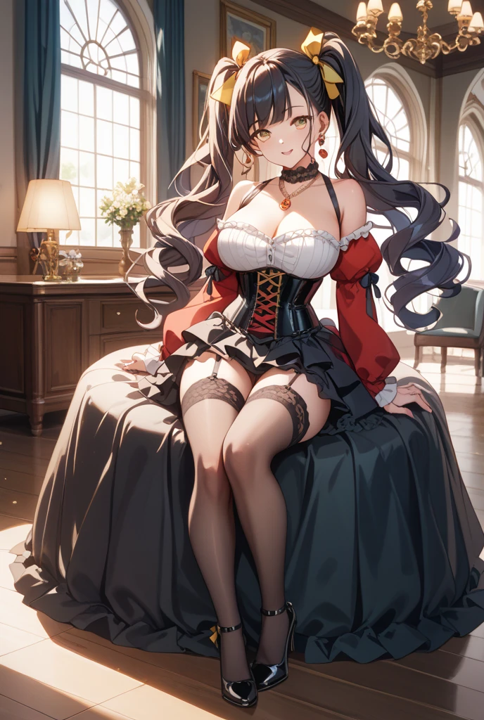 ((highest quality)),(ultra high resolution),(Super detailed),(detailed description),((best CG)),(best work of art),super precision art,great drawing art,(Art with precise details:1.5), (1 woman:1.5),colorful corset dress:1.6,beautiful and well-shaped face:1.5,natural makeup:1.5,detailed jewelry:1.4,thin waist:1.3,Beautiful leg lines:1.4,high heels:1.4,