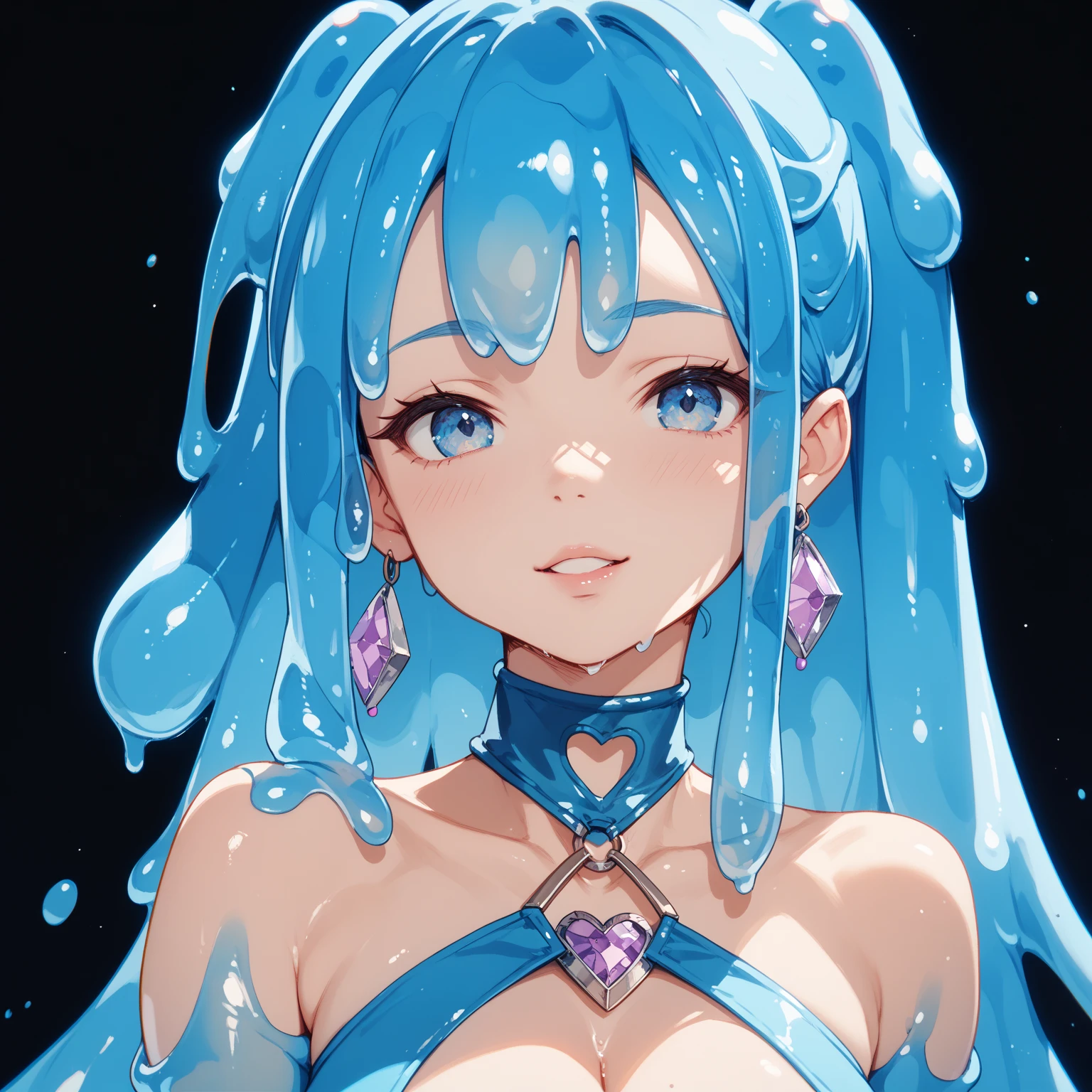 score_9,score_8_up,score_7_up, young, (anime, a-1 pictures:1.2), atmospheric cinematic lighting, absurd res, highly detailed, masterpiece, best quality, extremely aesthetic, UHD, 8K,, character focus, BREAK,, hyper detailed, meticulous, magnificent, maximum details, intricately detailed, extremely hyper aesthetic, vivid colors, vibrant colors, sharp focus, BREAK, 1girl, (monster girl, slime girl:1.2), green slime, transparent body, slime body, (cute, adorable), dungeon background,