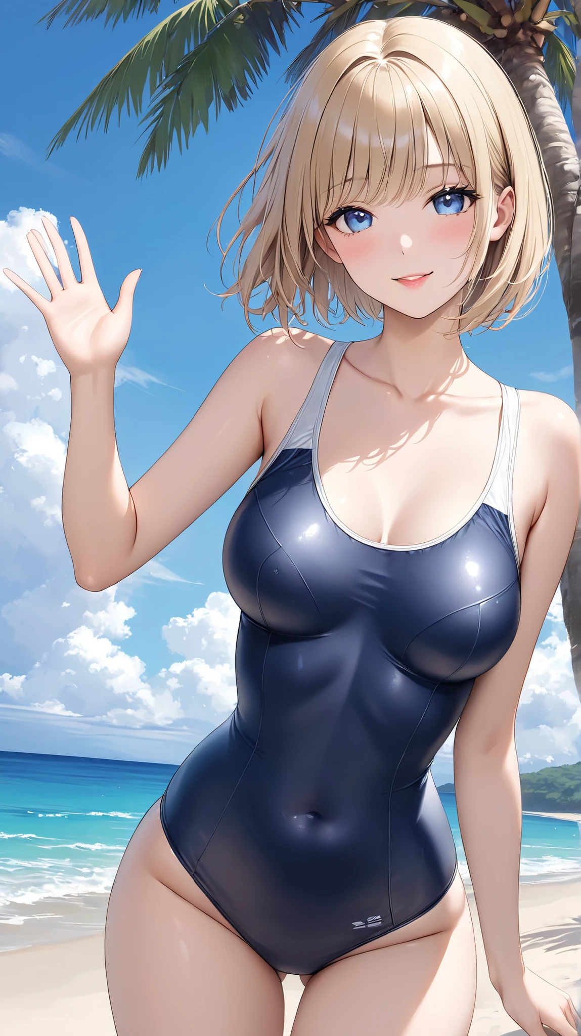 mangamichirum, 1girl, blond hair, short hair, blush, medium breast, (black long sleeve bodysuit, turtleneck), upper body, looking at view, (masterpiece, high resolution, best quality, anime screencap, anime colored, 8k, photorealistic)