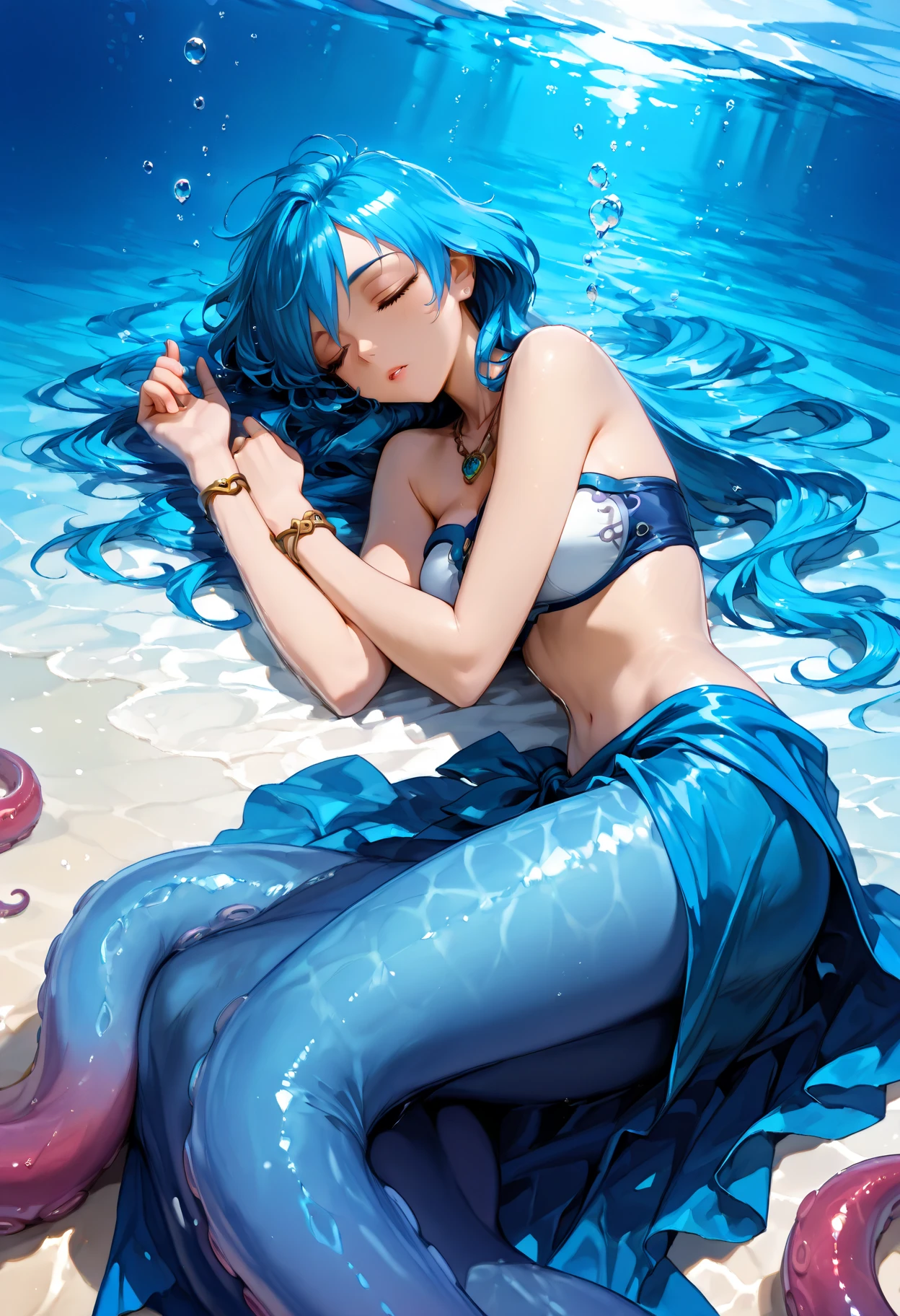 (Ultra high-resolution masterpiece, best quality, ultra-detailed representation) ,A girl in a fish costume, fish head helm, fin gloves, fish scale bodysuit,BREAK.cute,16yo,n deep sea,barefoot,shiny skin,(bubble:1.3),