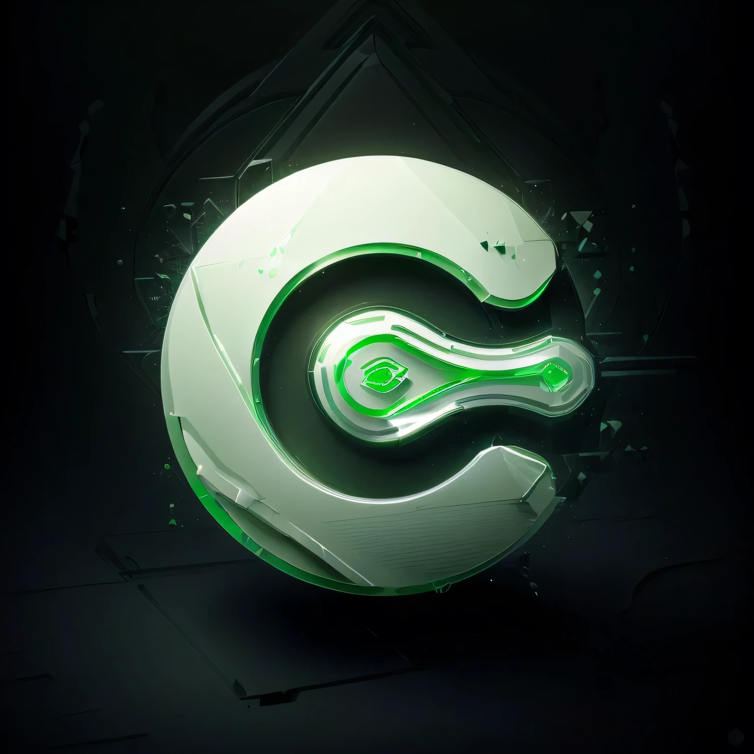 A green and white letter c, Hidden Core, Discord profile picture, contrast icon, cgartists, cartists trending on a black background, Personal image, Do it consistently, clear glass ,Frosted glass, Translucent , cgsociery, game icon , creary, comixology, Cory Behans HD , Round logo ,Color remains stable,