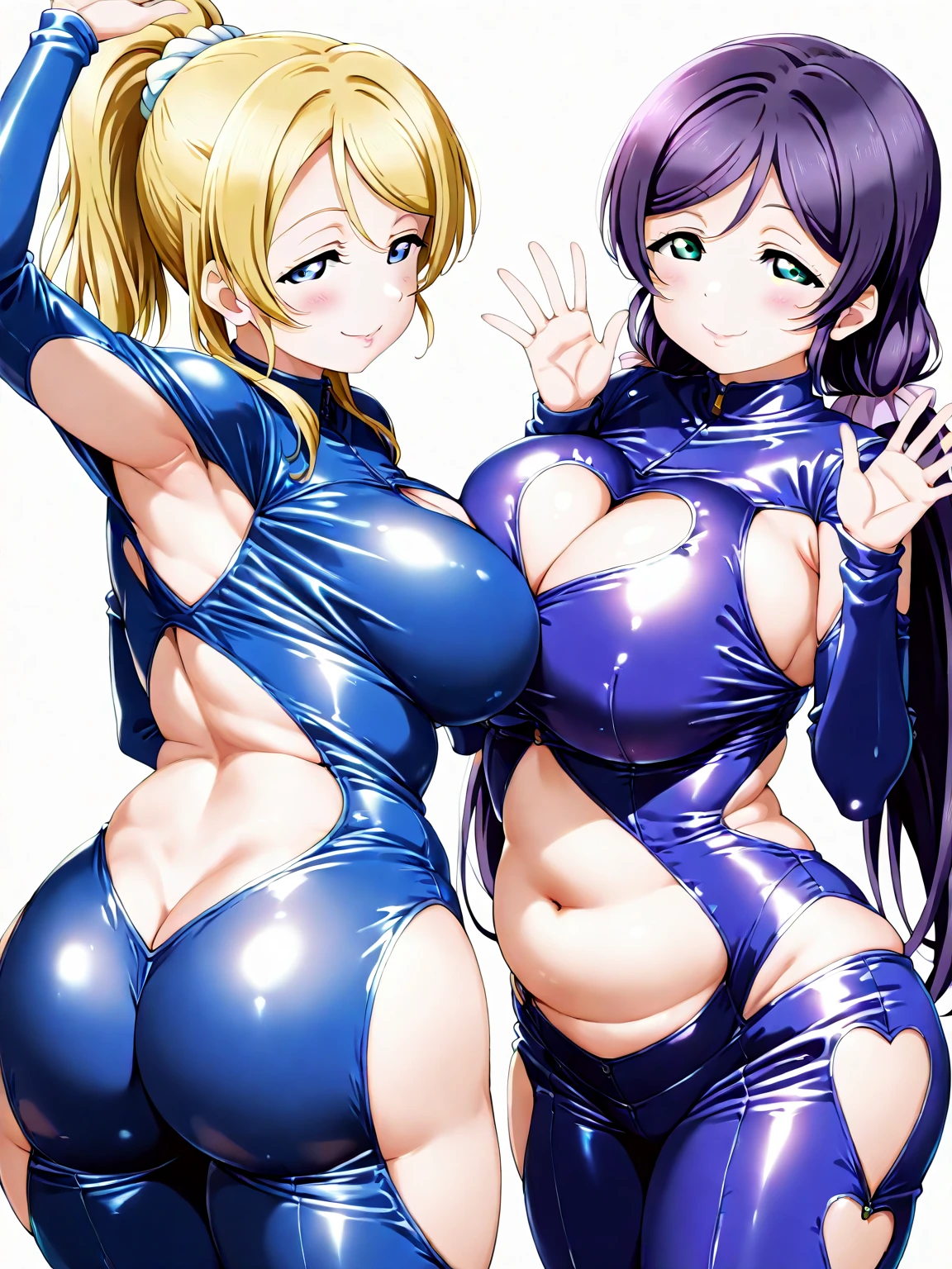 Black underwear,Perfect body,black slime shapeshifter,Two naughty girls,Close to smile,Black short hair ponytail,School