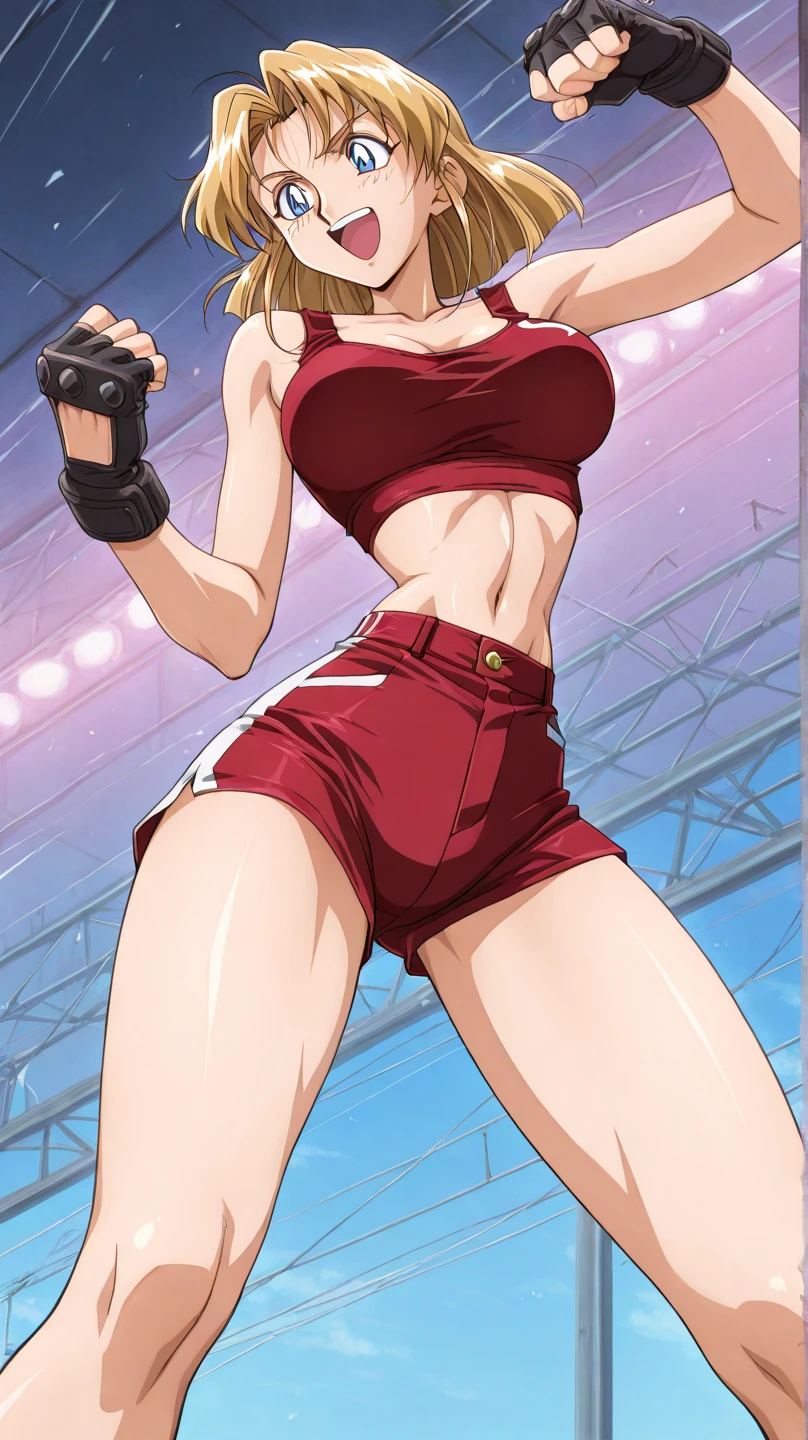 1970s Aerobics Style、sneakers、Detailed picture、girl、25-year-old woman、Dynamic and lively pose、Crotch line、Erect nipples