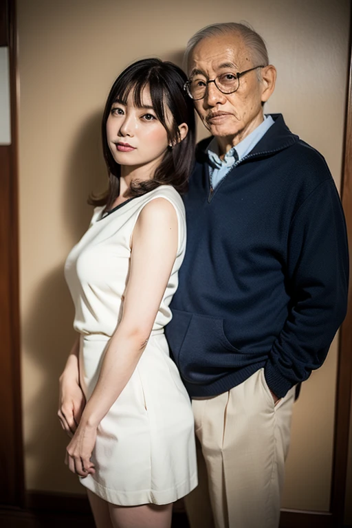 masterpiece,realistic,perfect face,Asian old man, laughing