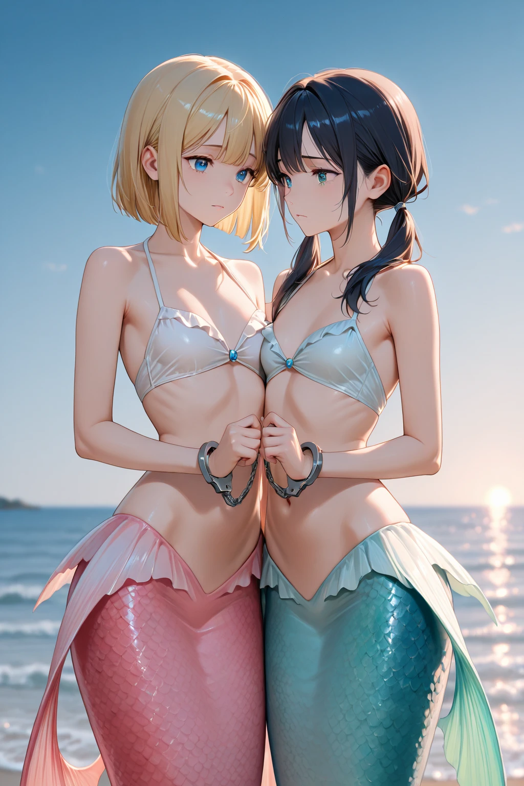 Anime girl with dark blue hair)(pixie cut hair)(Swimsuit)(big brown eyes)(By Rumiko Takahashi, inspired By Rumiko Takahashi, Fubuki, Rumiko, 80s anime this style)(80s anime art style