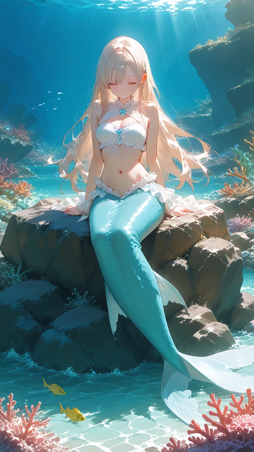 (underwater:1.5), garota, 19 anos, medium breasts, rabo de cavalo alto, roupa de banho, from the back, foco na bunda, sentado na areia seca, ((cercado por bolhas)), (())