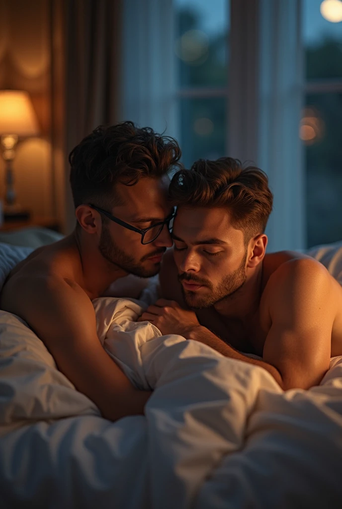Men having sex in bed