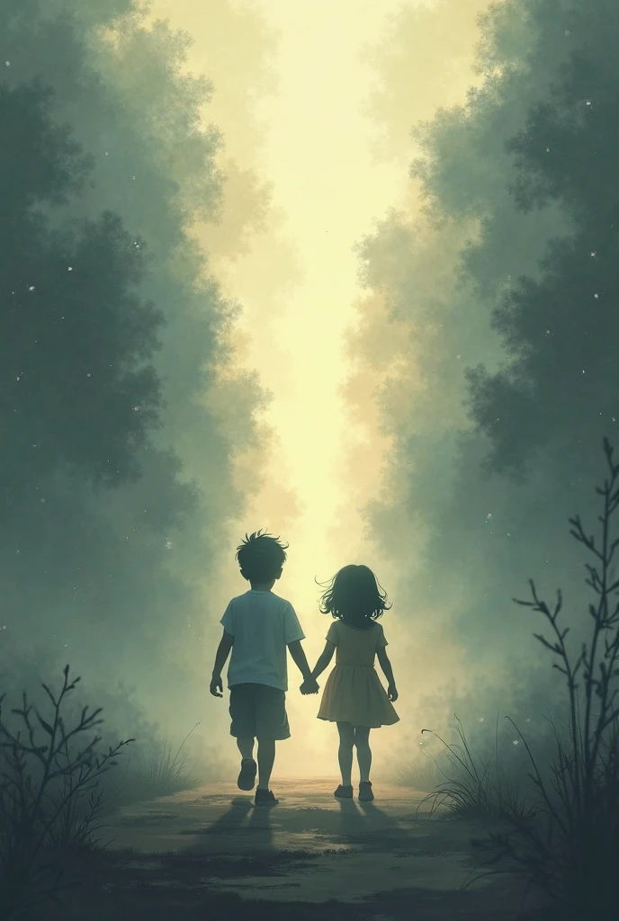 Boy and girl holding hands and they have no faces