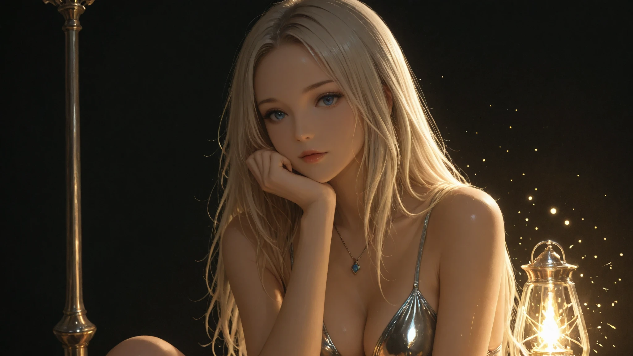 cinematic shot, centered, cinematography, intricately detailed, crafted, meticulous, magnificent, maximum details, extremely hyper aesthetic, (((1girl, solo))), 18age, long hair, Blonde hair, white skin, blonde hair, dress, Realistic, cleavage, rain, wet, sweat, see-through, covered,very thin and long legs,viewers can see the whole body,standing
