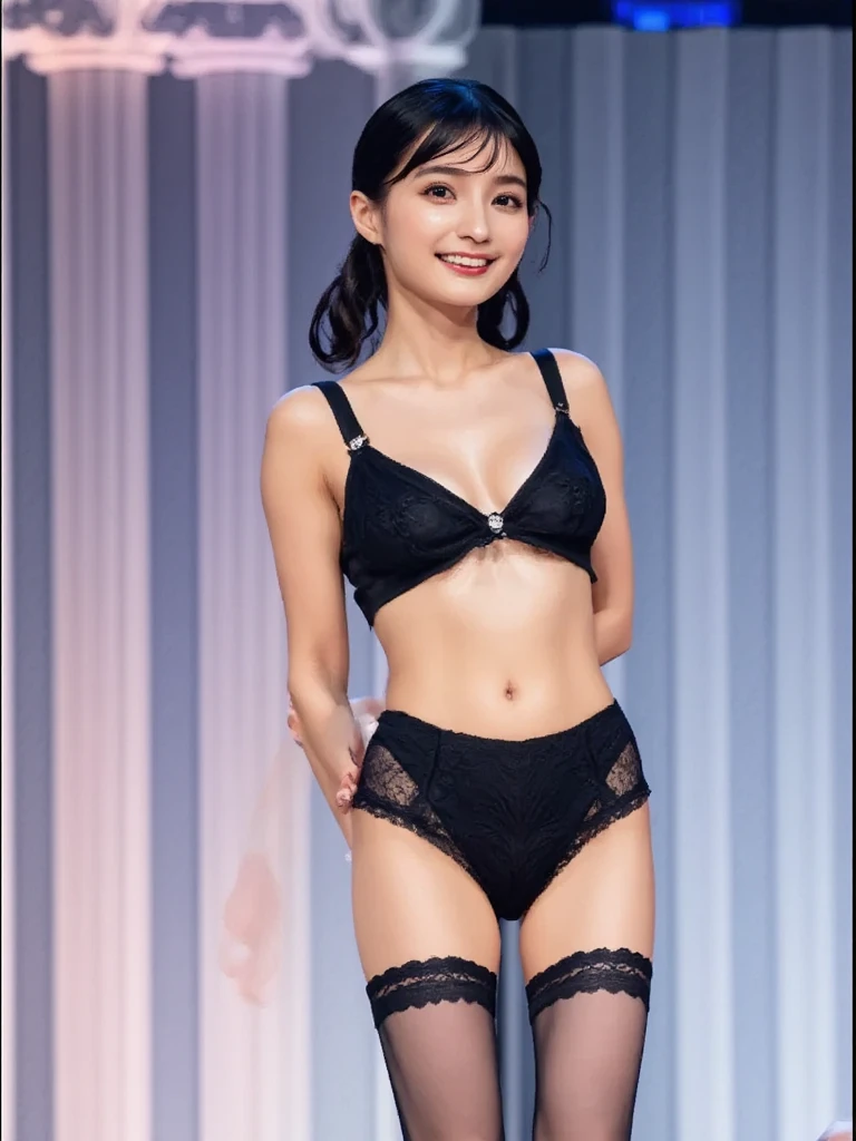 Masseter Film, highest quality, masterpiece, High resolution, realism, Original photo, 8k wallpaper, perfection, Professional Lighting, Very detailed, Written boundary depth, ((Very beautiful woman)), ((42-year-old woman in sexy see-through underwear)),,  ((smile)), Detailed face, Beautiful Eyes,, bangs, She has big breasts and a nice figure, (Sexy look),, (Thick lips),Seduce,Squat with your legs apart,Red High Heels,Raise your arms above your head,View from the front,