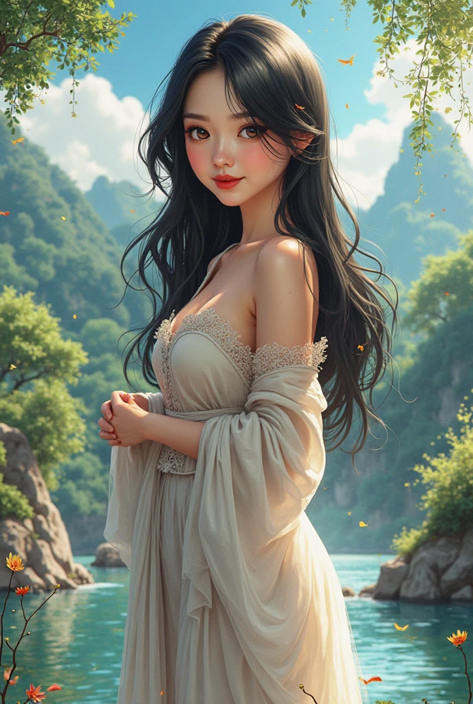 In the soft sunshine, a pure girl shows the pure and natural beauty. Her eyes were clear and bright, full of youthful innocence and curiosity. Her skin was white and delicate, flawless, like white jade. Her long hair fell like a waterfall, emitting a faint fragrance. She wears simple but elegant clothes that show off her natural beauty. She smiled, pure smile like a spring flower bloom, giving people a warm and joyful feeling. This pure girl is a symbol of innocence and youth, she exudes a pure and flawless beauty, people can not help but be attracted to her. --auto