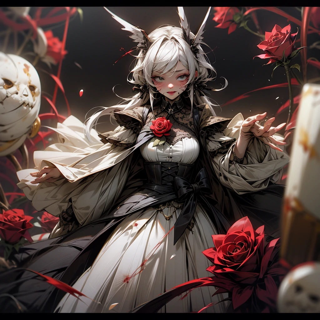 Anime girl sitting on the throne,His face was covered in blood, Guweiz in Pixiv ArtStation, Guweiz on ArtStation Pixiv, Guviz, Best anime 4k konachan wallpaper, Anime fantasy artwork, guweiz masterpiece, trending on artstation pixiv, Anime art wallpaper 8 K, Anime art wallpaper 4k