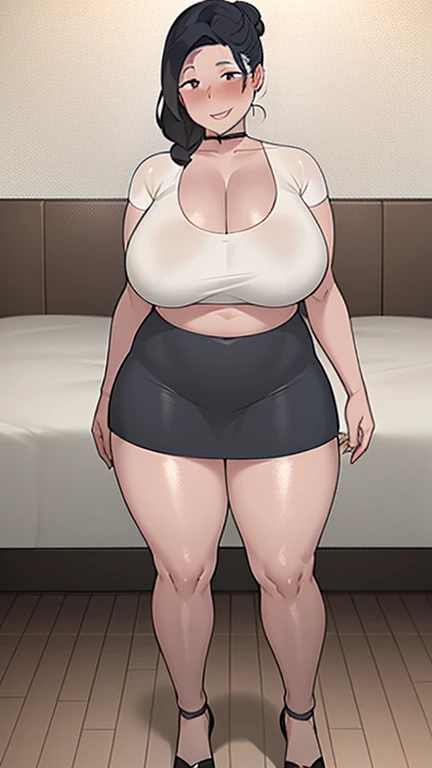 Fubuki from One Punch Man, masterpiece, best quality, 8K, UHD, ultra detailed, ,sexy pose, full body ,beatiful eyes, beatiful hair, wearing black tight fitting, wearing black bra, wearing high heels, sexy leg, sexy boobs, in home