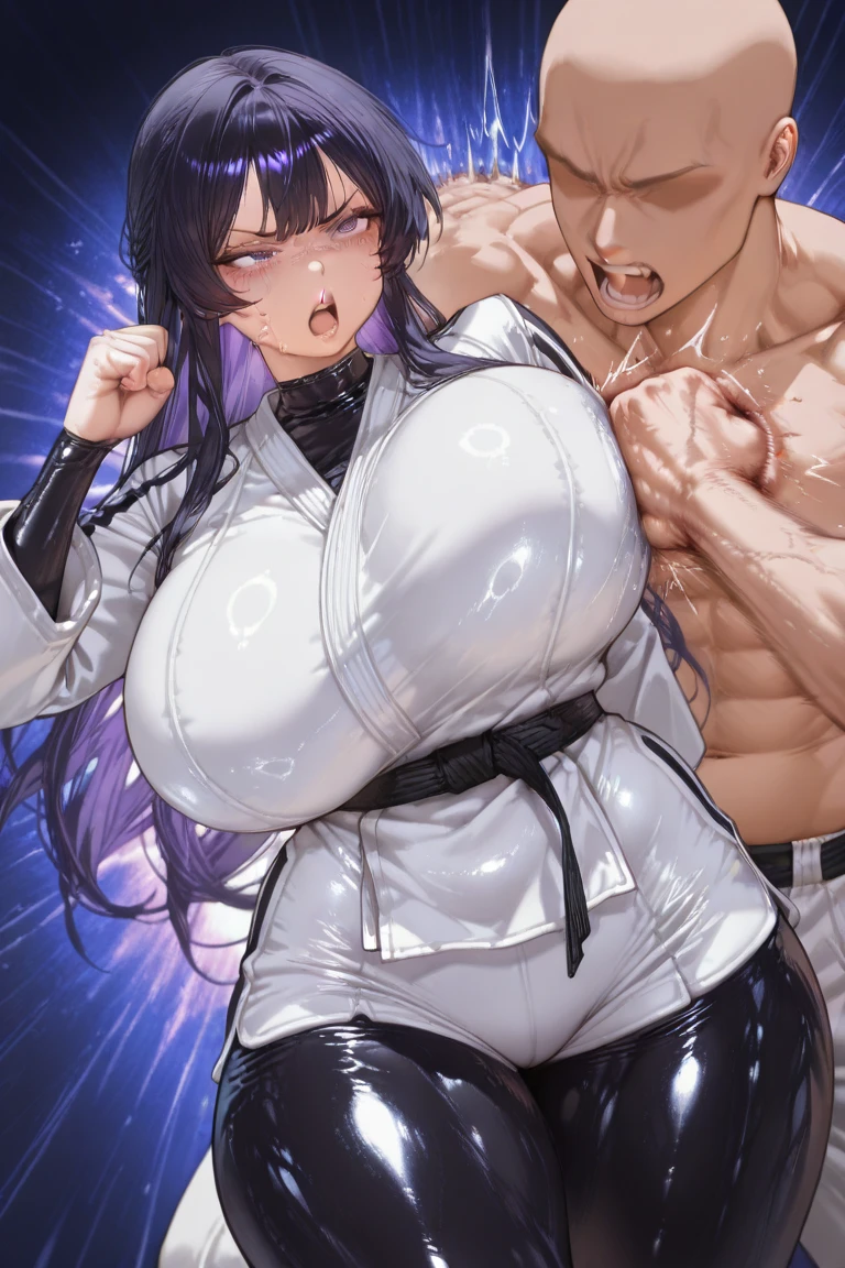 masterpiece), best quality, purple, expressive eyes, , purple perfect face, gym, workout, hot, sweating, sweaty, tan, big , tan skin, flustered, purple, purple top, blush, purple clothes, see thru, black hair, backview , curvy woman , black hair, purple eyes ,, purple top , , ponytail, purple, purple top, , purple pants, curvy woman, mcurvy, massive breasts, massive ass, curvy milf, scared, panic, sweating, embarrassing, embarrassed. Panic, eyes wide open, naked legs, naked belly, naked hips, sex, sec from behind, having sex, penis inside vagina, having sex, nsfw, sex, having sex, no pants, naked legs, naked hips, sex, having sex, clenching teeth, clenched teeth , bend over, in pain, eyes closed, painful, painful sex, man standing behind woman, intense sex, action lines, action , action lines, screaming, eyes closed 