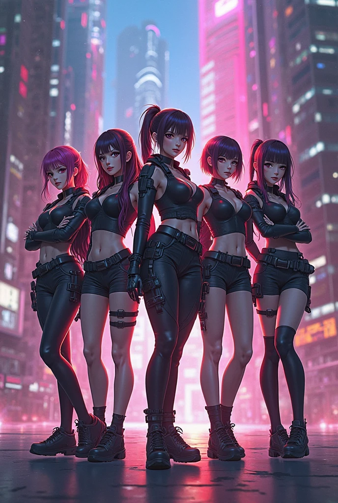 three sexy women in leather outfits posing for a picture, rossdraws 1. 0, rossdraws 2. 0, :: rossdraws, wlop rossdraws, trending on cgstation, rossdraws digital painting, rossdraws 2. 5, wlop and rossdraws, ig model | artgerm, inspired by rossdraws, deviantart artstation cgscosiety