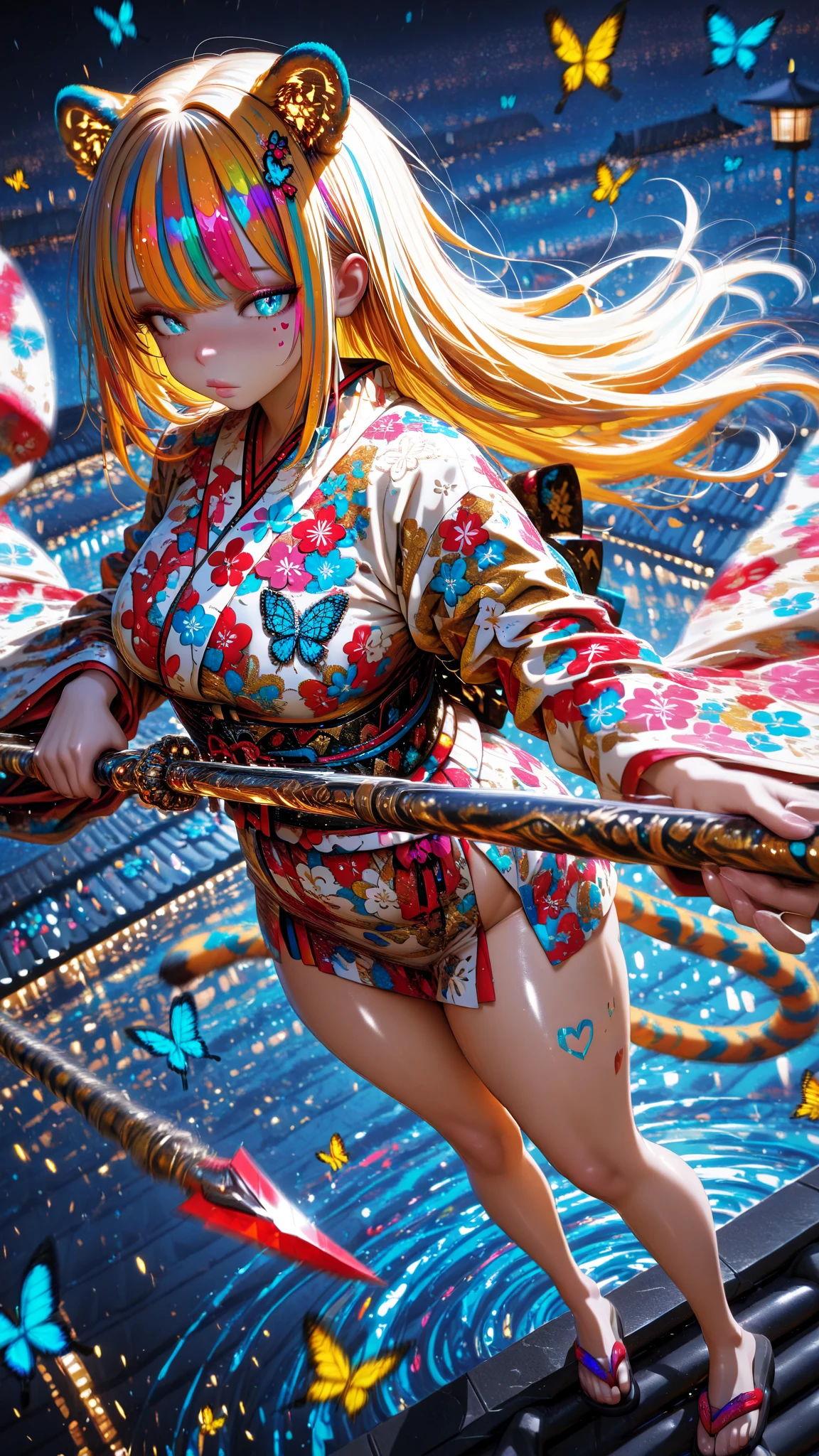 (masutepiece, of the highest quality, Best Quality, Official art, Beautiful and aesthetic:1.2), (1girl in:1.3), Extremely detailed,(Fractal Art:1.2),Colorful,highest details,(Zentangle:1.2), (Dynamic Pose), (Abstract background:1.5), (Congressional Dresses:1.2), (Shiny skin), (Many colors:1.4), Upper body, Thin gauze, Off-the-shoulder, blooming flower field, Glowing skin, lightsmile, Camel toe, Sexy, Bust, nakeness,From below,Ass Up wAIT