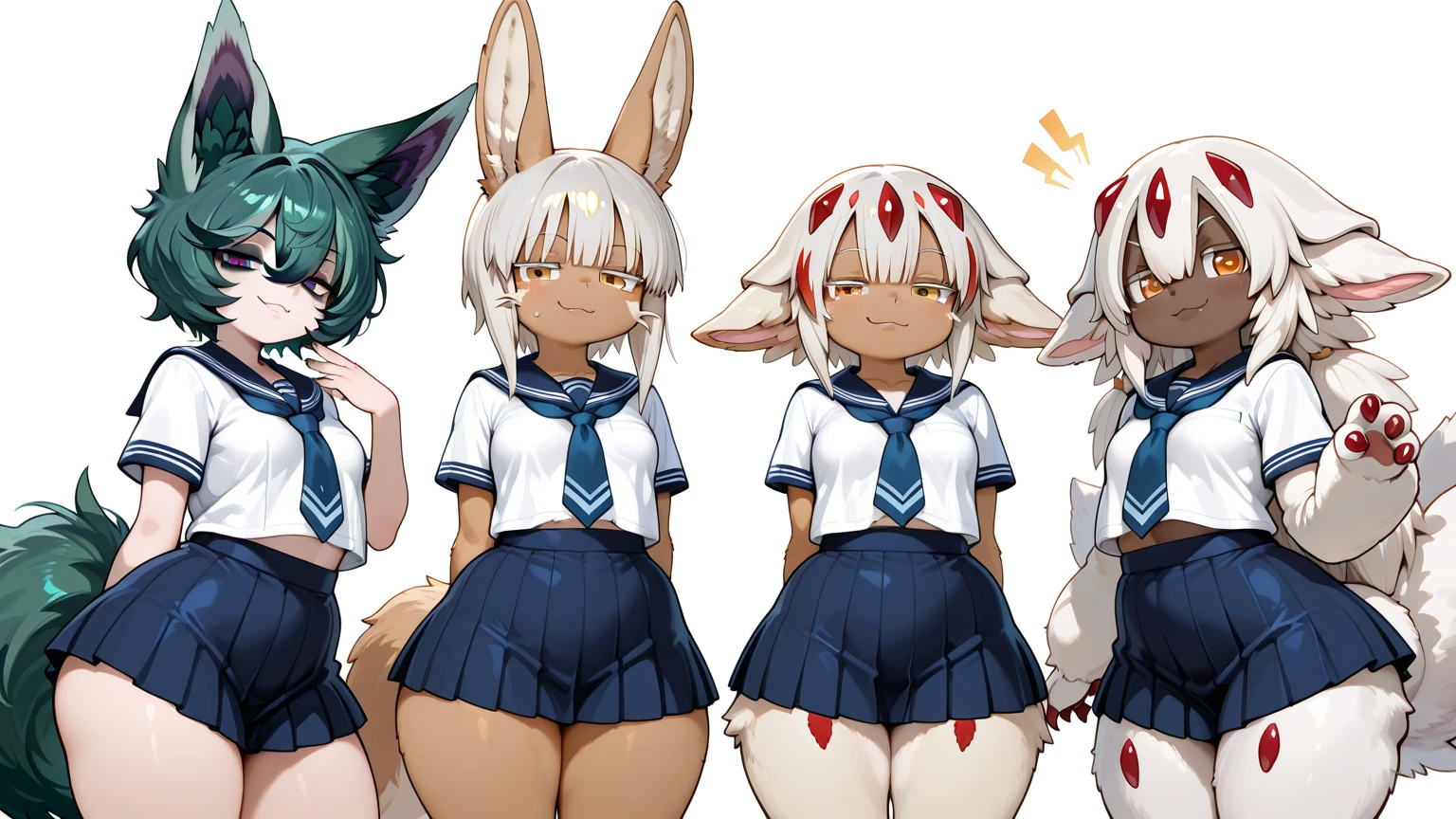 a girl, Saiyan, white spiky hair, green eyes, ripped muscles, thin waist, wide hips, dark skin color, medium breasts, no clothes, nude, pussy, bobs, legs raised, exhibitionist, genitals sample, pussy, legs open, getting a blowjob another girl, sucking the girl's pussy, sucking, rubbing her tongue on her genitals, sucking her genitals
