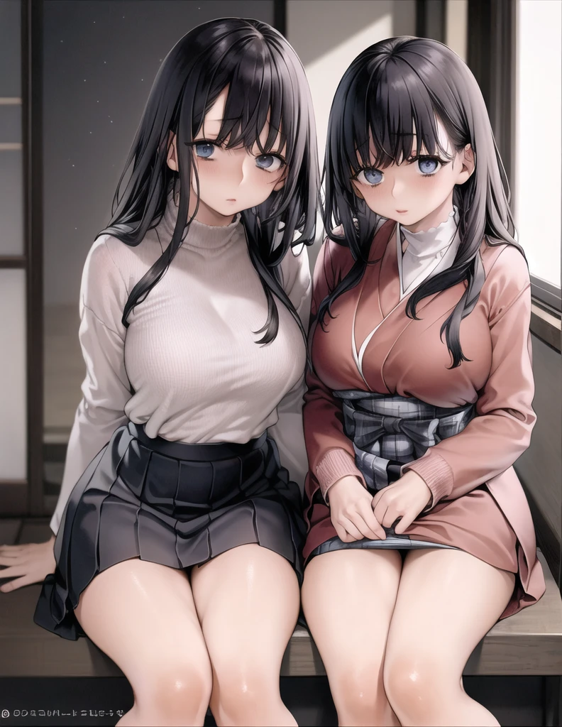 (masterpiece, best quality), perfect anatomy, perfect hands, two school girls are deeply in love with each other,