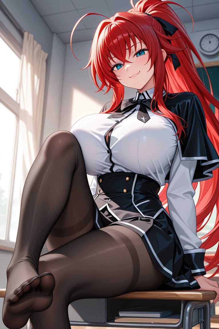 BREAK looking at viewer, BREAK (masterpiece:1.2), best quality, high resolution, unity 8k wallpaper, (illustration:0.8), (beautiful detailed eyes:1.6), extremely detailed face, perfect lighting, extremely detailed CG, (perfect hands, perfect anatomy),mansion,bedroom, windows,soft light,night,eris greyrat, ahoge, hair between eyes, long hair, (red eyes:1.5), red hair, sidelocks, (medium breast:1.2),bare arms, bare shoulders, black hairband, black ribbon, brown skirt, hairband, long sleeves, neck ribbon,ribbon,shoulder cutout, skirt,cleavege,neckline,nipples see through,nipples,unbuttoned shirt,open shirt,full body,angry face,shy face,showing legs,showing feet,showing bra,showing breasts,showing panties,lie on back, dildo in ass,wet,fishnet stockings,stocking suspenders